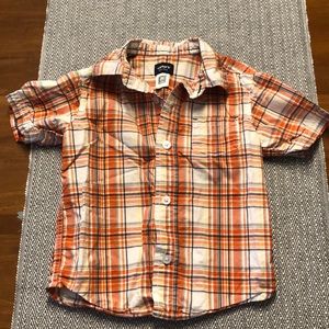 Carters orange plaid button down shirt size 2T